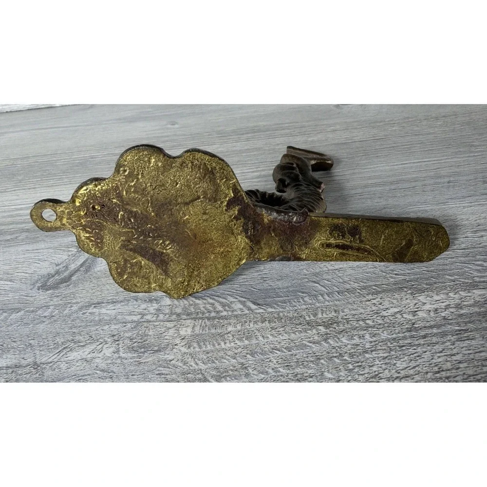 Antique Bronze Brass Hang Wall Hook Ornate Curled Serpent Tail Architectural 5